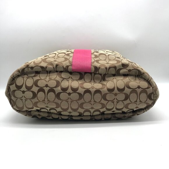 Coach Pink Signature Canvas Stripe Devin Shoulder Bag - Picture 5 of 11